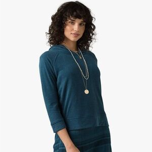 Prana Cozy Up Summer Heather Blue Pullover Hoodie recycled UPF 50